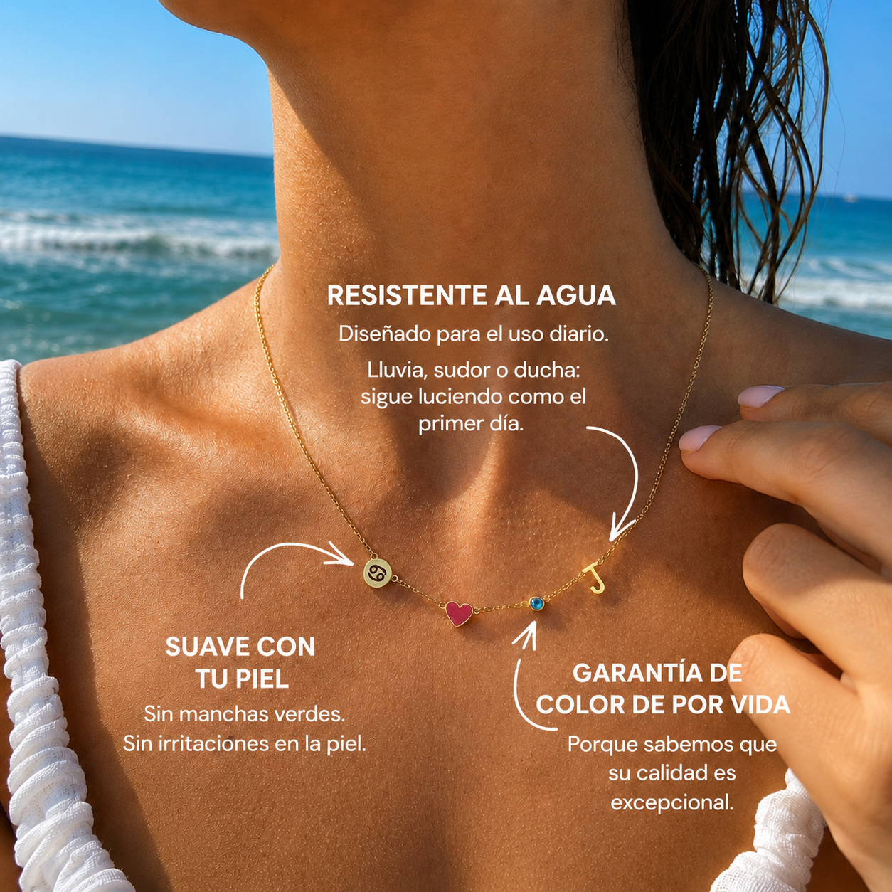 Collar con inicial, piedra de nacimiento y signo del zodiaco