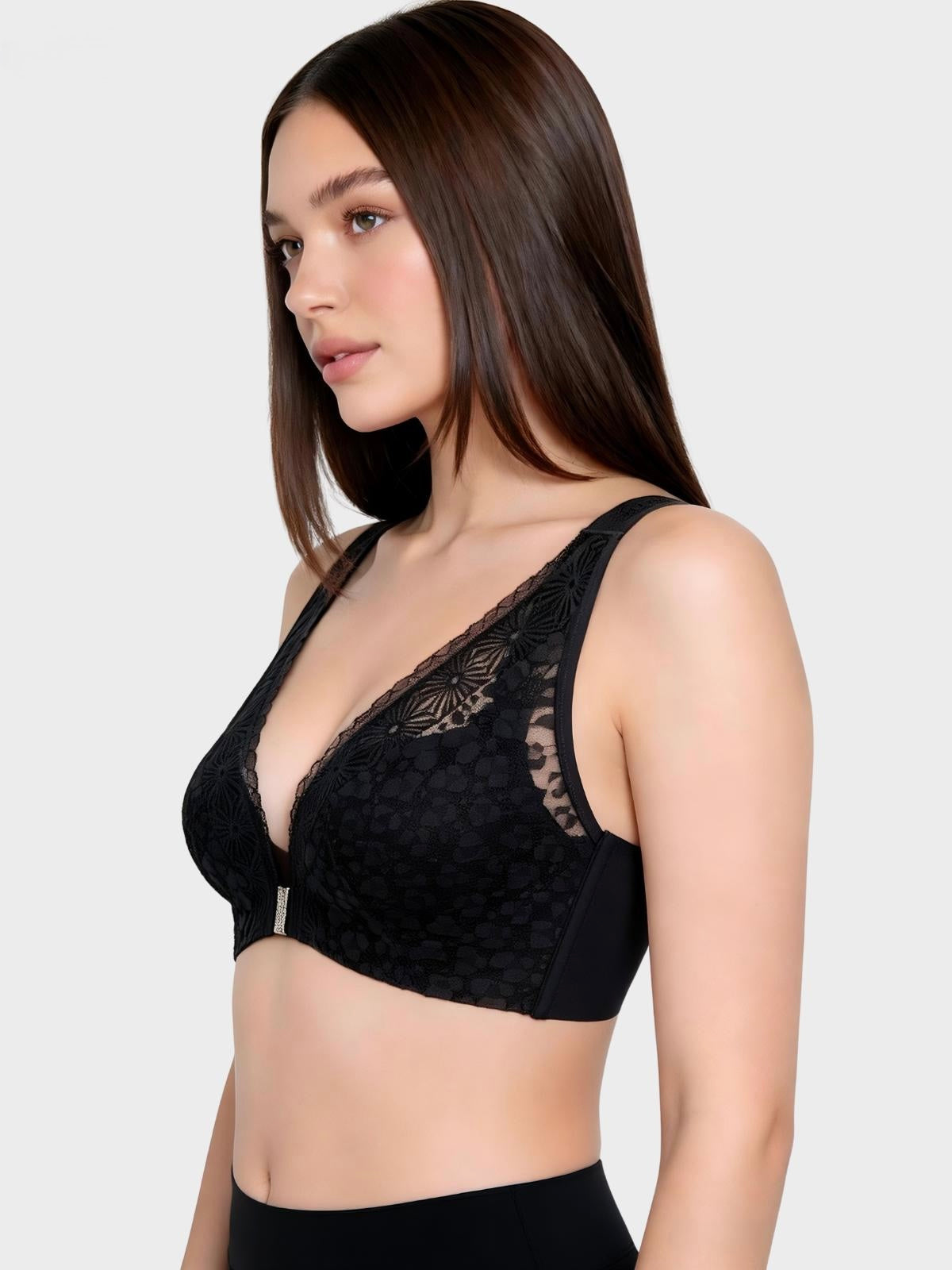 Sujetador inalámbrico de encaje Fiora con cierre frontal