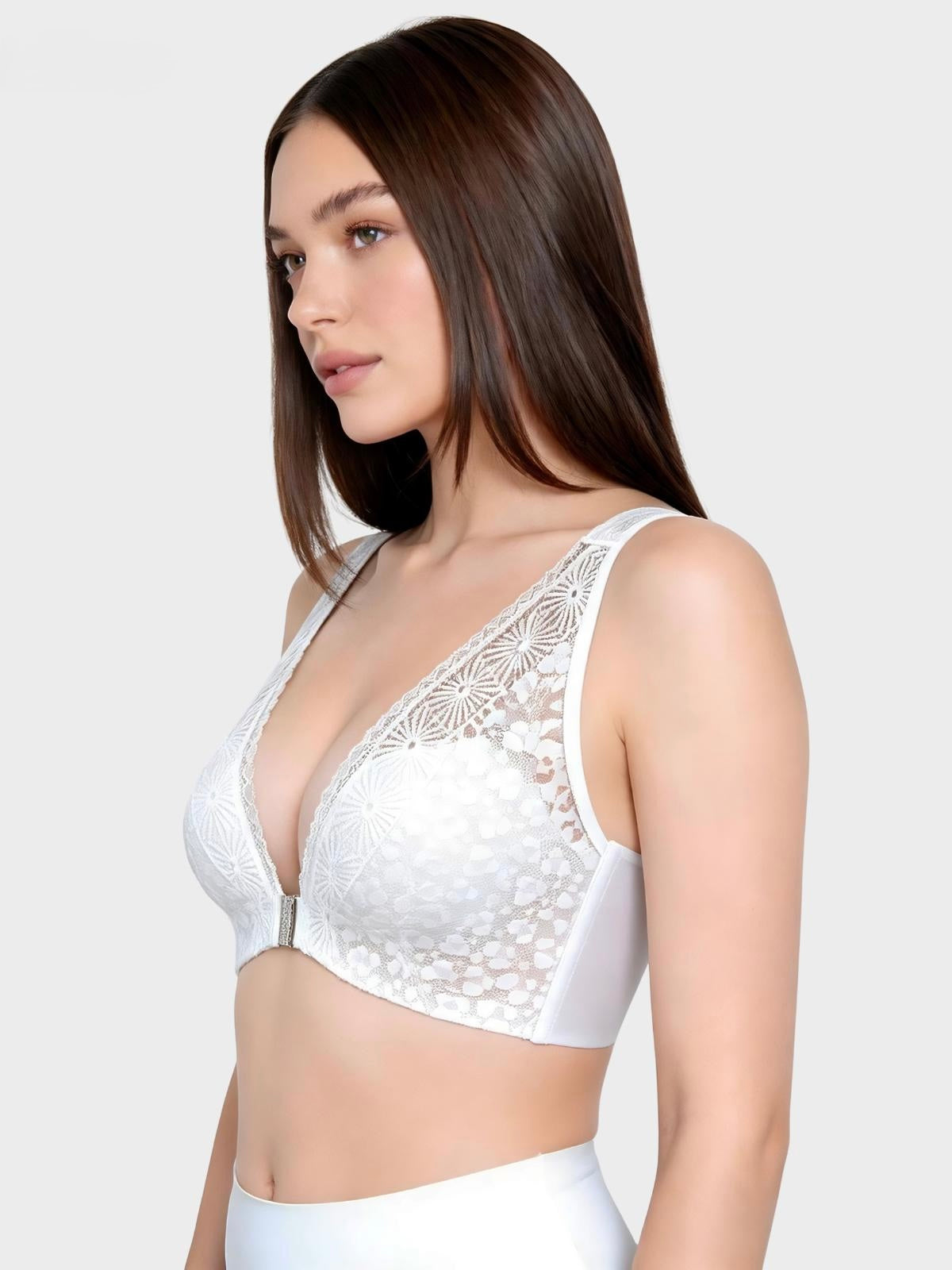 Sujetador inalámbrico de encaje Fiora con cierre frontal