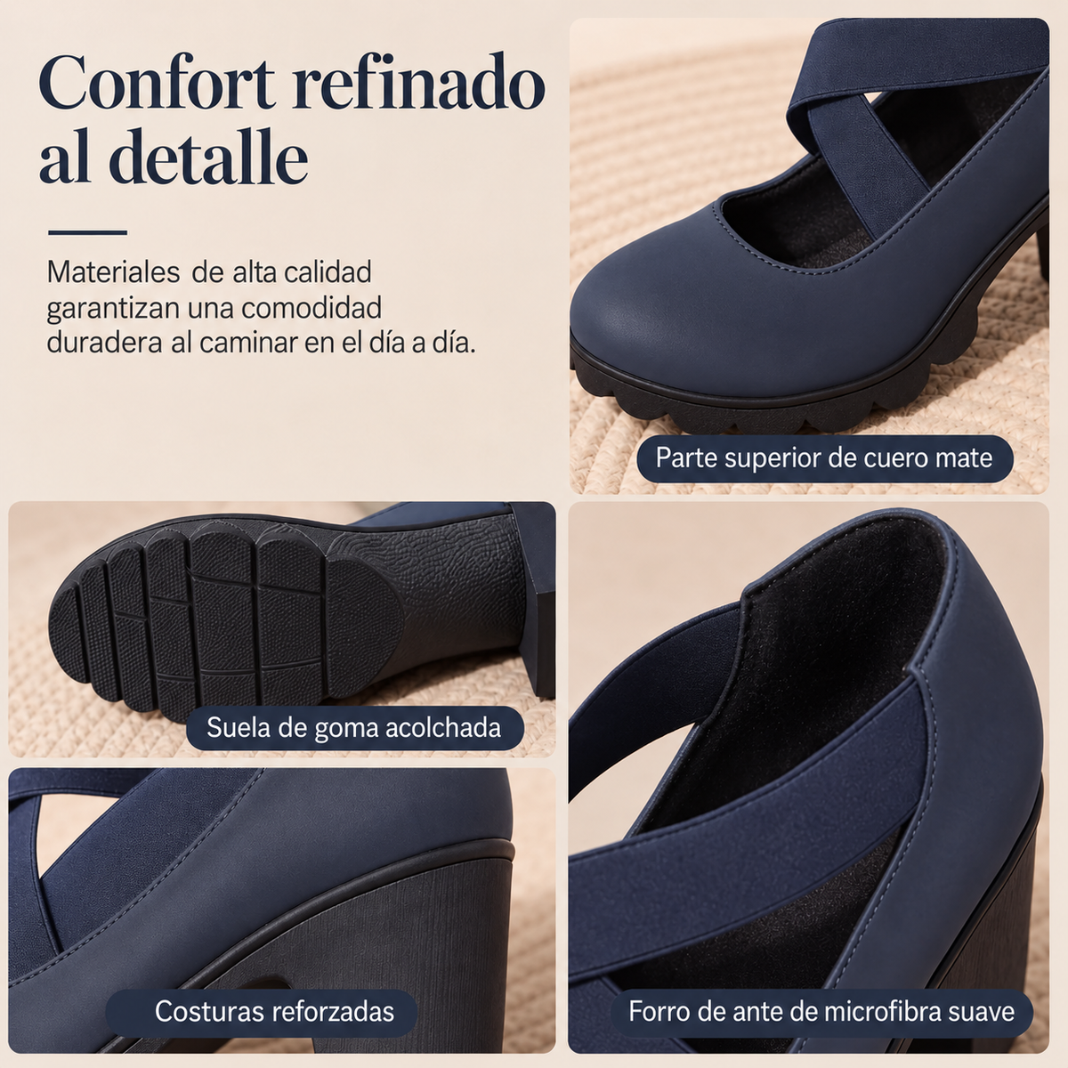 📢📢¡¡¡50 % de descuento!!!🎉✨Zapatos Mary Jane para mujer con puntera redonda, tiras cruzadas, tacón grueso, plataforma y aberturas, de tacón alto