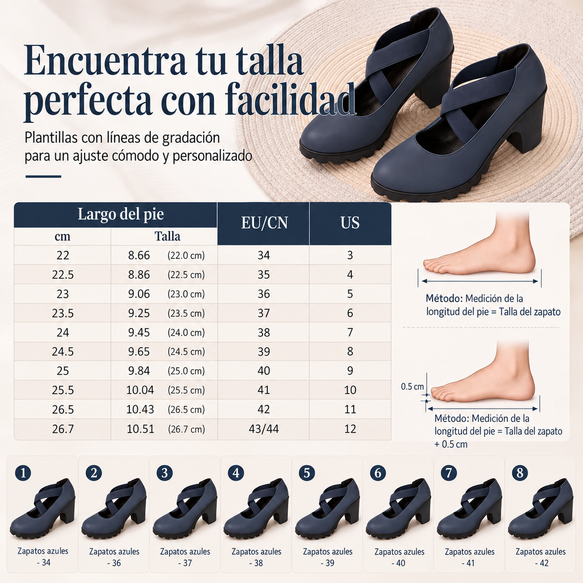 📢📢¡¡¡50 % de descuento!!!🎉✨Zapatos Mary Jane para mujer con puntera redonda, tiras cruzadas, tacón grueso, plataforma y aberturas, de tacón alto