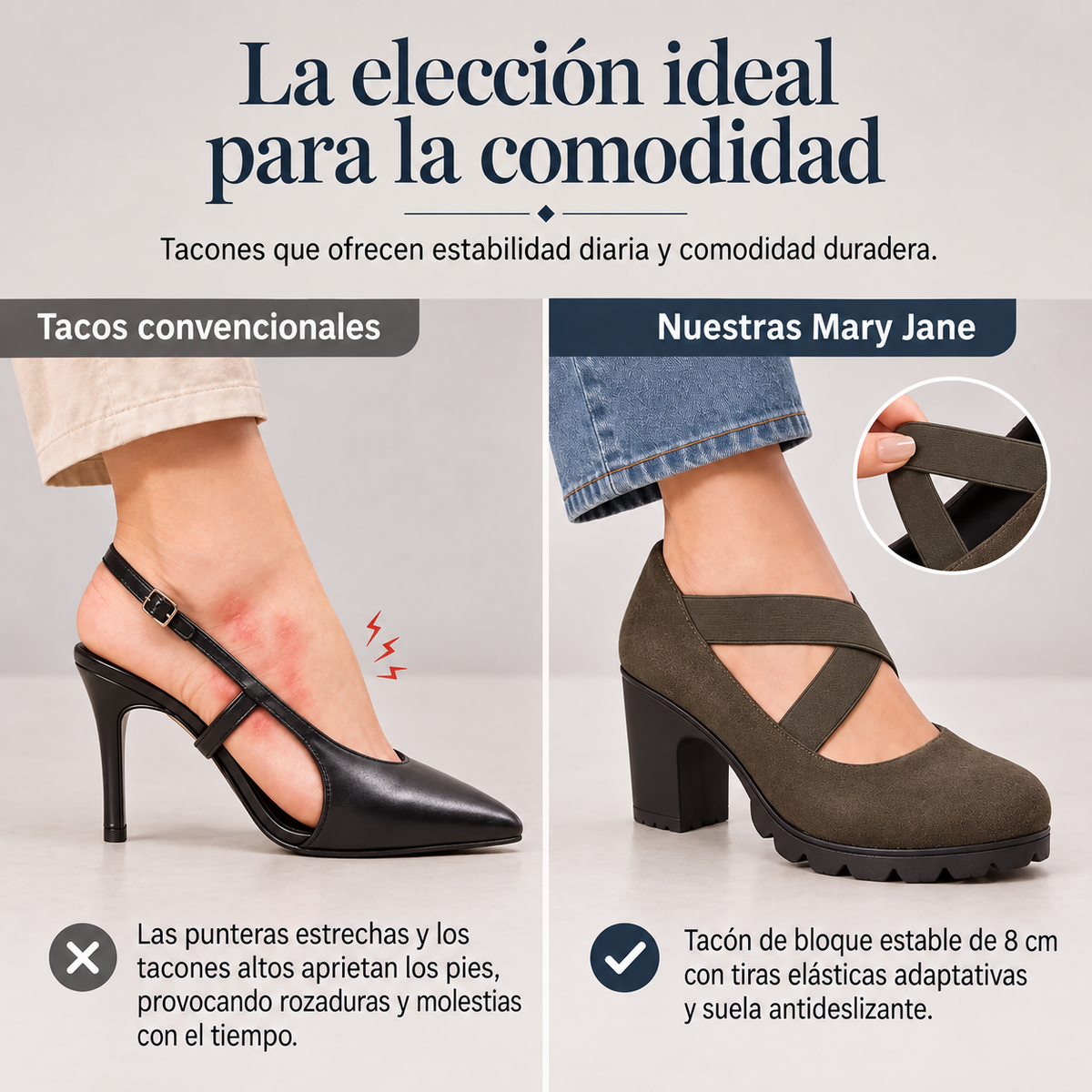 📢📢¡¡¡50 % de descuento!!!🎉✨Zapatos Mary Jane para mujer con puntera redonda, tiras cruzadas, tacón grueso, plataforma y aberturas, de tacón alto