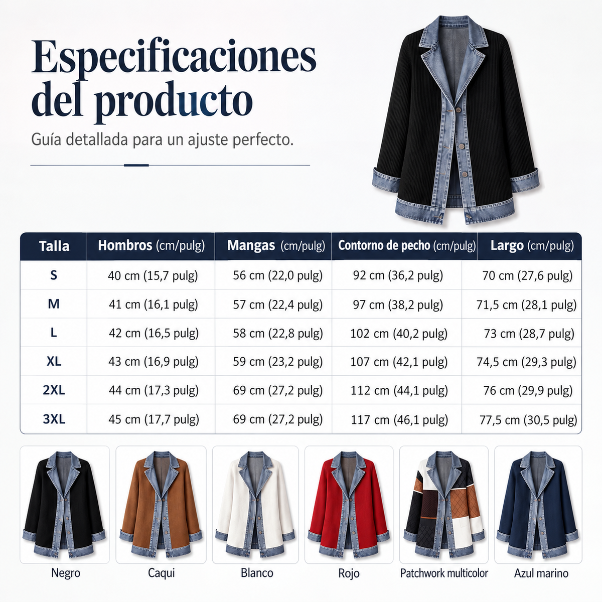 🔥Oferta especial: 60 % de descuento✨👚 Camisa de mujer con mezcla de punto acanalado y denim: elegancia desenfadada para el día a día🎁