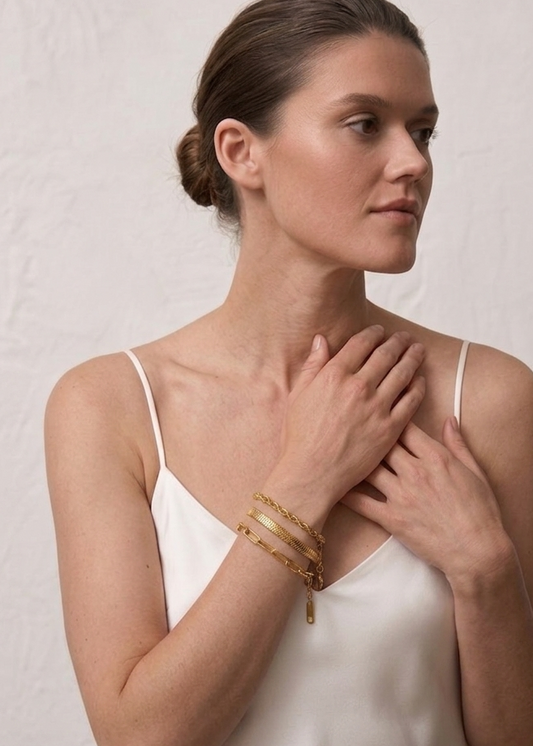Esential | Conjunto de pulseras chapadas en oro de 18 quilates