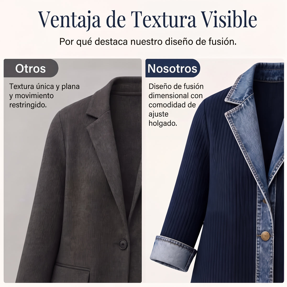 🔥Oferta especial: 60 % de descuento✨👚 Camisa de mujer con mezcla de punto acanalado y denim: elegancia desenfadada para el día a día🎁