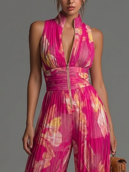 Leila| Mono Plisado Floral Fucsia™