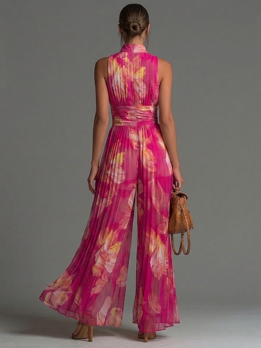 Leila| Mono Plisado Floral Fucsia™
