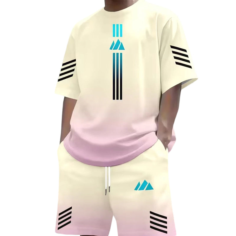 🎉 ¡50 % de descuento por tiempo limitado! 👕 Conjunto de dos piezas para hombre (camiseta y pantalones cortos) – Diseño degradado y tejido transpirable ☀️