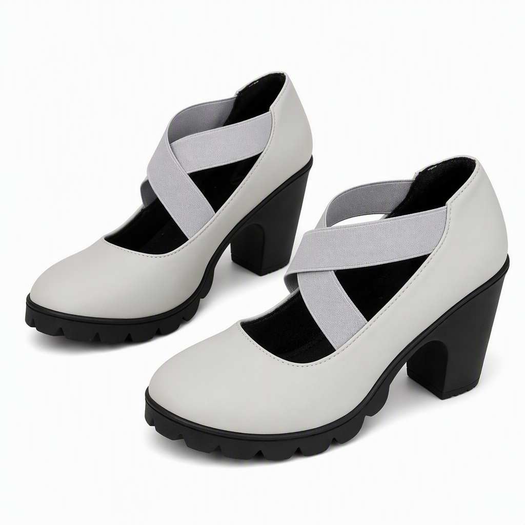 📢📢¡¡¡50 % de descuento!!!🎉✨Zapatos Mary Jane para mujer con puntera redonda, tiras cruzadas, tacón grueso, plataforma y aberturas, de tacón alto