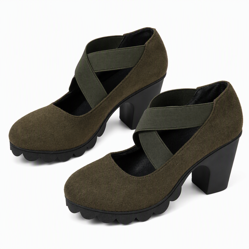 📢📢¡¡¡50 % de descuento!!!🎉✨Zapatos Mary Jane para mujer con puntera redonda, tiras cruzadas, tacón grueso, plataforma y aberturas, de tacón alto